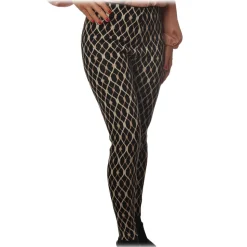 Elisabetta Franchi - Trousers in Knitted Fabric Lurex Fantasy - Black - Trousers - Made in Italy - Luxury Exclusive Collection - Avvenice