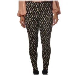 Elisabetta Franchi - Trousers in Knitted Fabric Lurex Fantasy - Black - Trousers - Made in Italy - Luxury Exclusive Collection - Avvenice