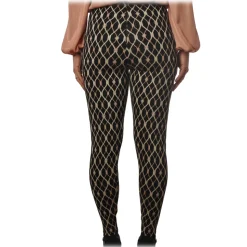 Elisabetta Franchi - Trousers in Knitted Fabric Lurex Fantasy - Black - Trousers - Made in Italy - Luxury Exclusive Collection - Avvenice