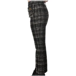 Elisabetta Franchi - Trousers in Checked Pattern - Black - Trousers - Made in Italy - Luxury Exclusive Collection - Avvenice