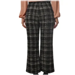 Elisabetta Franchi - Trousers in Checked Pattern - Black - Trousers - Made in Italy - Luxury Exclusive Collection - Avvenice