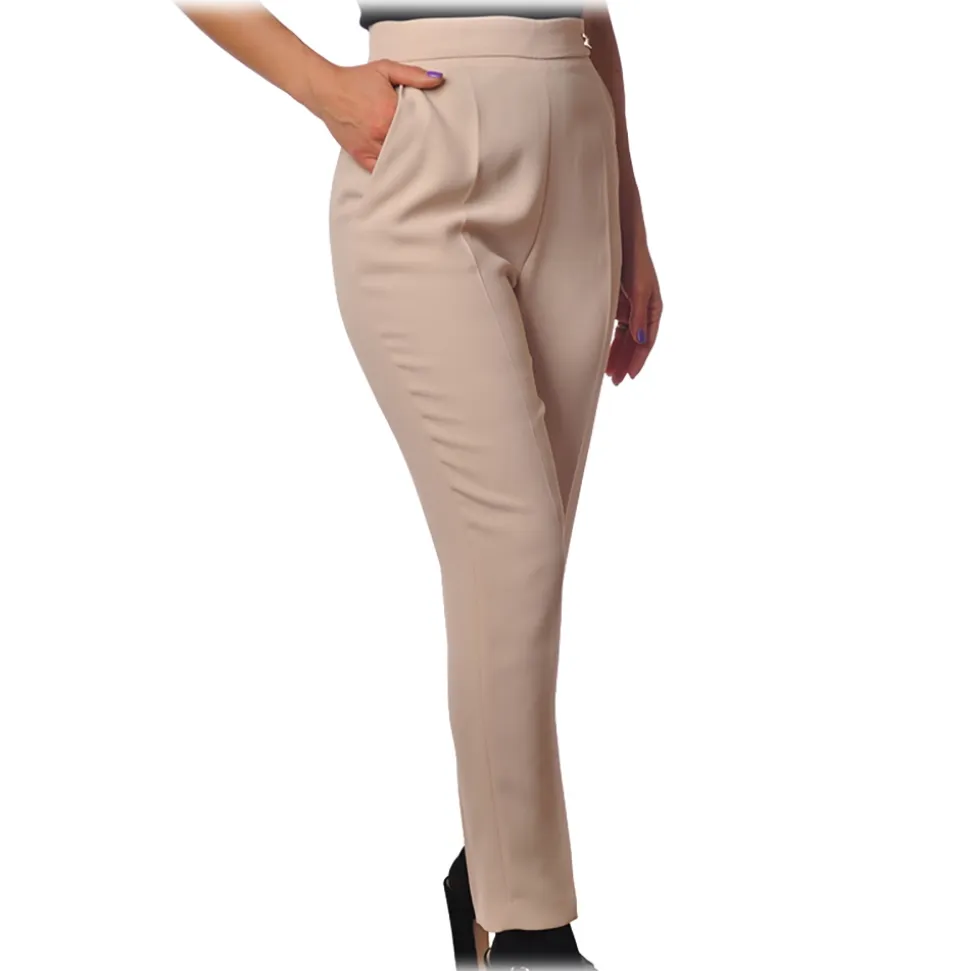 Elisabetta Franchi - Trousers with Tapered Leg - Vanilla - Trousers - Made in Italy - Luxury Exclusive Collection - Avvenice