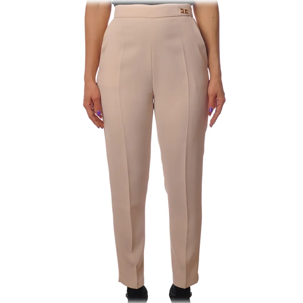 Elisabetta Franchi - Trousers with Tapered Leg - Vanilla - Trousers - Made in Italy - Luxury Exclusive Collection - Avvenice