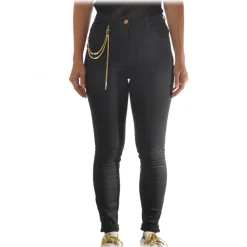 Elisabetta Franchi - Trousers with Gold-Colored Metal Chain - Black - Trousers - Made in Italy - Luxury Exclusive Collection - Avvenice
