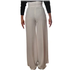 Elisabetta Franchi - Trousers with Visible Buttons - Ivory - Trousers - Made in Italy - Luxury Exclusive Collection - Avvenice