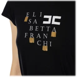 Elisabetta Franchi - T-Shirt with Metal Application - Black - T-Shirt - Made in Italy - Luxury Exclusive Collection - Avvenice