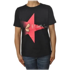 Elisabetta Franchi - T-Shirt with Contrasting Color Print - Black - T-Shirt - Made in Italy - Luxury Exclusive Collection - Avvenice