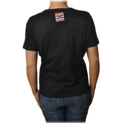 Elisabetta Franchi - T-Shirt with Contrasting Color Print - Black - T-Shirt - Made in Italy - Luxury Exclusive Collection - Avvenice