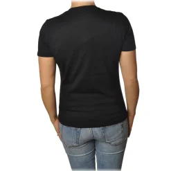 Elisabetta Franchi - T-Shirt with Perforated Metallic Logo - Black - T-Shirt - Made in Italy - Luxury Exclusive Collection - Avvenice