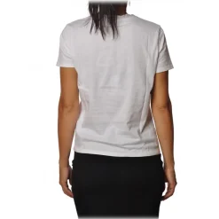Elisabetta Franchi - T-Shirt with Embroidered Logo - White - T-Shirt - Made in Italy - Luxury Exclusive Collection - Avvenice