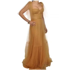 Elisabetta Franchi - Tulle Dress with Bustier - Caramel - Dress - Made in Italy - Luxury Exclusive Collection - Avvenice