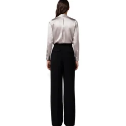 Elisabetta Franchi - Wide Leg Trousers with Strap - Black - Trousers - Made in Italy - Luxury Exclusive Collection - Avvenice