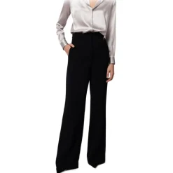 Elisabetta Franchi - Wide Leg Trousers with Strap - Black - Trousers - Made in Italy - Luxury Exclusive Collection - Avvenice