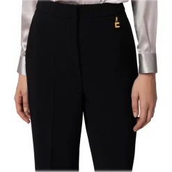 Elisabetta Franchi - Wide Leg Trousers with Strap - Black - Trousers - Made in Italy - Luxury Exclusive Collection - Avvenice