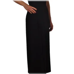 Elisabetta Franchi - Wide Leg Trousers with Logo - Black - Trousers - Made in Italy - Luxury Exclusive Collection - Avvenice