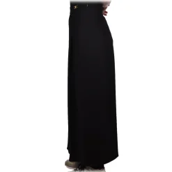 Elisabetta Franchi - Wide Leg Trousers with Logo - Black - Trousers - Made in Italy - Luxury Exclusive Collection - Avvenice