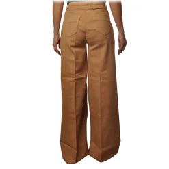 Elisabetta Franchi - Wide Leg Trousers with Chain - Camel - Trousers - Made in Italy - Luxury Exclusive Collection - Avvenice