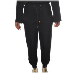 Elisabetta Franchi - Wide Legs Sporty Trousers - Blue - Trousers - Made in Italy - Luxury Exclusive Collection - Avvenice