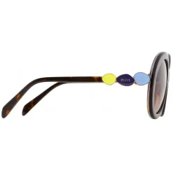 Emilio Pucci - Brown Tortoiseshell Effect Round Frame Embellished Sunglasses - Brown - Sunglasses - Emilio Pucci Eyewear - Avvenice