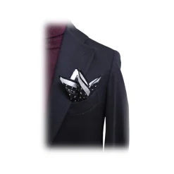 Fefè Napoli - Black Lightning Silk Dandy Pocket Square - Pocket-Square - Handmade in Italy - Luxury Exclusive Collection - Avvenice