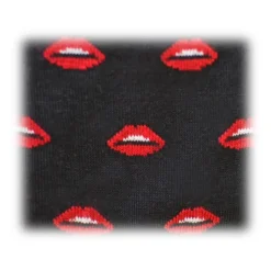 Fefè Napoli - Black Mouth Short Dandy Men's Socks - Socks - Handmade in Italy - Luxury Exclusive Collection - Avvenice