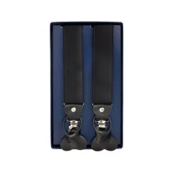 Fefè Napoli - Black Satin Gentleman Suspenders - Braces - Handmade in Italy - Luxury Exclusive Collection - Avvenice