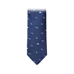Fefè Napoli - Blue Aereoplanes Dandy Silk Tie - Ties - Handmade in Italy - Luxury Exclusive Collection - Avvenice