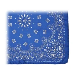Fefè Napoli - Blue Bandan Silk Dandy Pocket Square - Pocket-Square - Handmade in Italy - Luxury Exclusive Collection - Avvenice