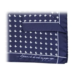 Fefè Napoli - Blue Butterfly Silk Dandy Pocket Square - Pocket-Square - Handmade in Italy - Luxury Exclusive Collection - Avvenice