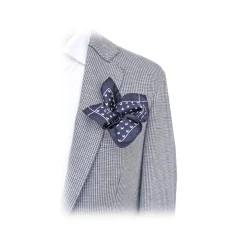 Fefè Napoli - Blue Butterfly Silk Dandy Pocket Square - Pocket-Square - Handmade in Italy - Luxury Exclusive Collection - Avvenice