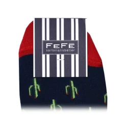 Fefè Napoli - Blue Cactus Men's Peds - Socks - Handmade in Italy - Luxury Exclusive Collection - Avvenice