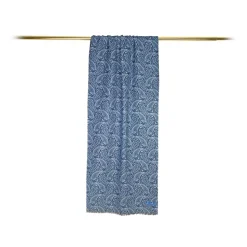 Fefè Napoli - Blue Cash Double Gentleman Scarf - Scarves and Foulards - Handmade in Italy - Luxury Exclusive Collection - Avvenice