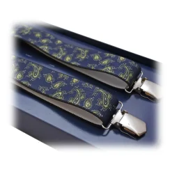 Fefè Napoli - Blue Cash Gentleman Suspenders - Braces - Handmade in Italy - Luxury Exclusive Collection - Avvenice