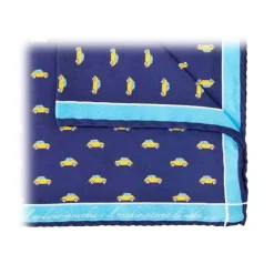 Fefè Napoli - Blue Cinquecento Silk Dandy Pocket Square - Pocket-Square - Handmade in Italy - Luxury Exclusive Collection - Avvenice