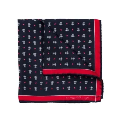 Fefè Napoli - Blue Coffee Silk Dandy Pocket Square - Pocket-Square - Handmade in Italy - Luxury Exclusive Collection - Avvenice