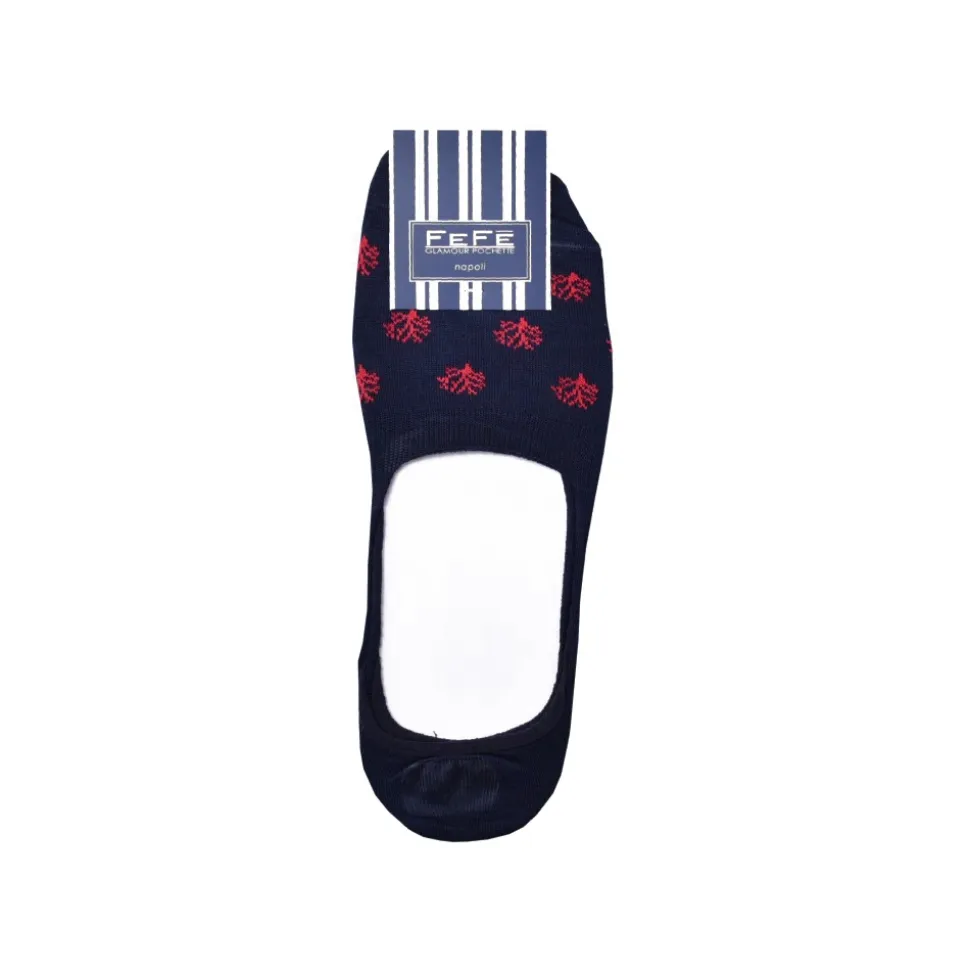 Fefè Napoli - Blue Coral Men's Peds - Socks - Handmade in Italy - Luxury Exclusive Collection - Avvenice