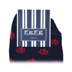 Fefè Napoli - Blue Coral Men's Peds - Socks - Handmade in Italy - Luxury Exclusive Collection - Avvenice