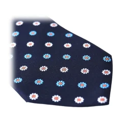 Fefè Napoli - Blue Flower Dandy Silk Tie - Ties - Handmade in Italy - Luxury Exclusive Collection - Avvenice