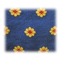 Fefè Napoli - Blue Flowers Short Dandy Men's Socks - Socks - Handmade in Italy - Luxury Exclusive Collection - Avvenice