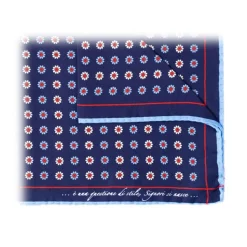 Fefè Napoli - Blue Flowers Silk Dandy Pocket Square - Pocket-Square - Handmade in Italy - Luxury Exclusive Collection - Avvenice