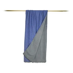 Fefè Napoli - Blue Flowers Seventy Double Scarf - Scarves and Foulards - Handmade in Italy - Luxury Exclusive Collection - Avvenice