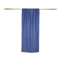 Fefè Napoli - Blue Flowers Seventy Double Silk Scarf - Scarves and Foulards - Handmade in Italy - Luxury Exclusive Collection - Avvenice