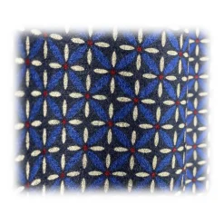 Fefè Napoli - Blue Flowers Seventy Double Silk Scarf - Scarves and Foulards - Handmade in Italy - Luxury Exclusive Collection - Avvenice