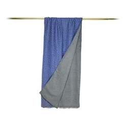 Fefè Napoli - Blue Flowers Seventy Double Silk Scarf - Scarves and Foulards - Handmade in Italy - Luxury Exclusive Collection - Avvenice