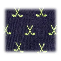 Fefè Napoli - Blue Golf Short Dandy Men's Socks - Socks - Handmade in Italy - Luxury Exclusive Collection - Avvenice