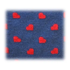 Fefè Napoli - Blue Heart Short Dandy Men's Socks - Socks - Handmade in Italy - Luxury Exclusive Collection - Avvenice