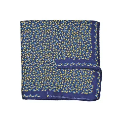 Fefè Napoli - Blue Lemons Silk Dandy Pocket Square - Pocket-Square - Handmade in Italy - Luxury Exclusive Collection - Avvenice