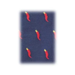 Fefè Napoli - Blue Lucky Horns Scaramantia Men's Socks - Socks - Handmade in Italy - Luxury Exclusive Collection - Avvenice