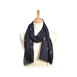 Fefè Napoli - Blue Moka Dandy Wool Scarf - Scarves and Foulards - Handmade in Italy - Luxury Exclusive Collection - Avvenice