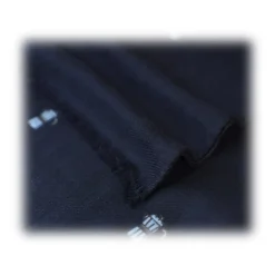 Fefè Napoli - Blue Moka Dandy Wool Scarf - Scarves and Foulards - Handmade in Italy - Luxury Exclusive Collection - Avvenice